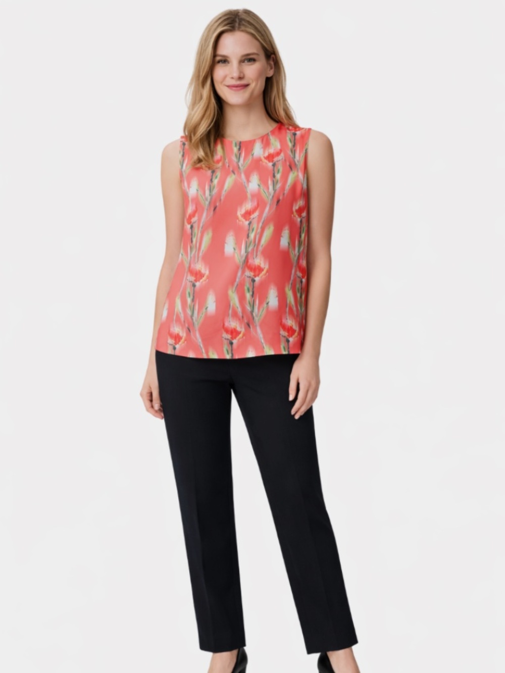 Calvin Klein Women's Sleeveless Floral-Print Top-Orange /Size S/ NWT